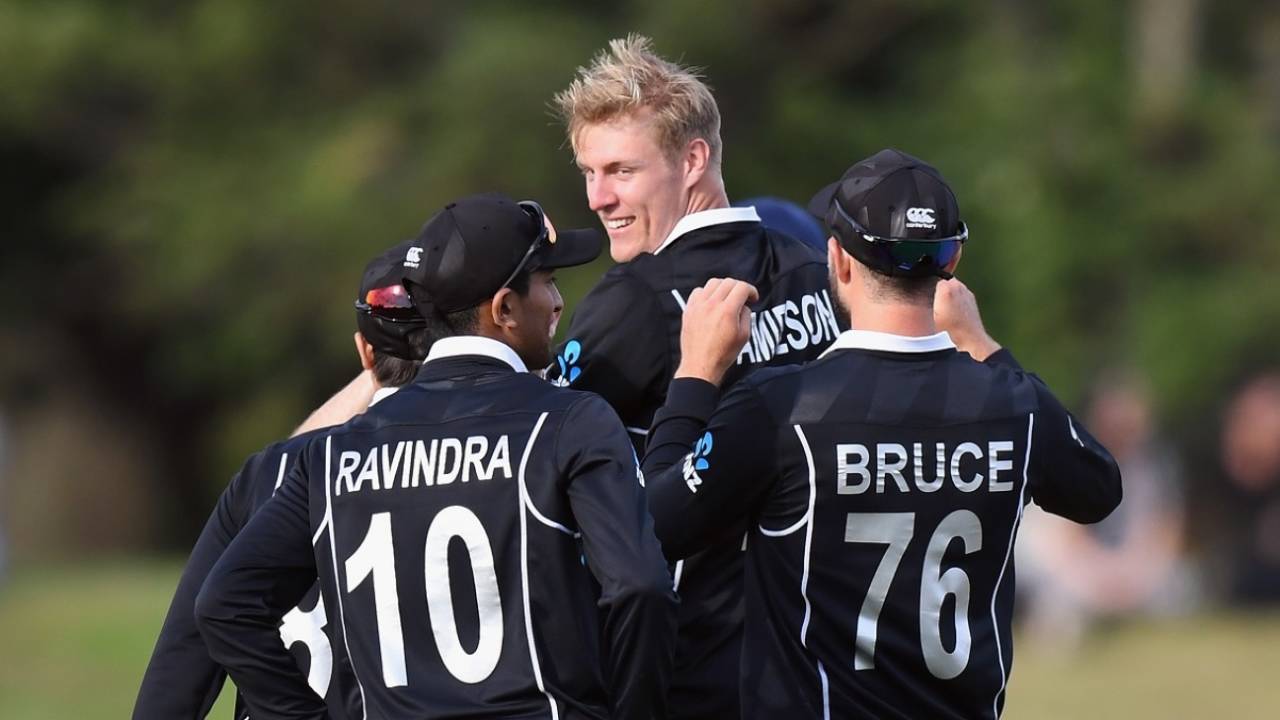 Kyle Jamieson picked up two wickets in the final over, New Zealand A v India A, 3rd one-dayer, Christchurch, January 26, 2020