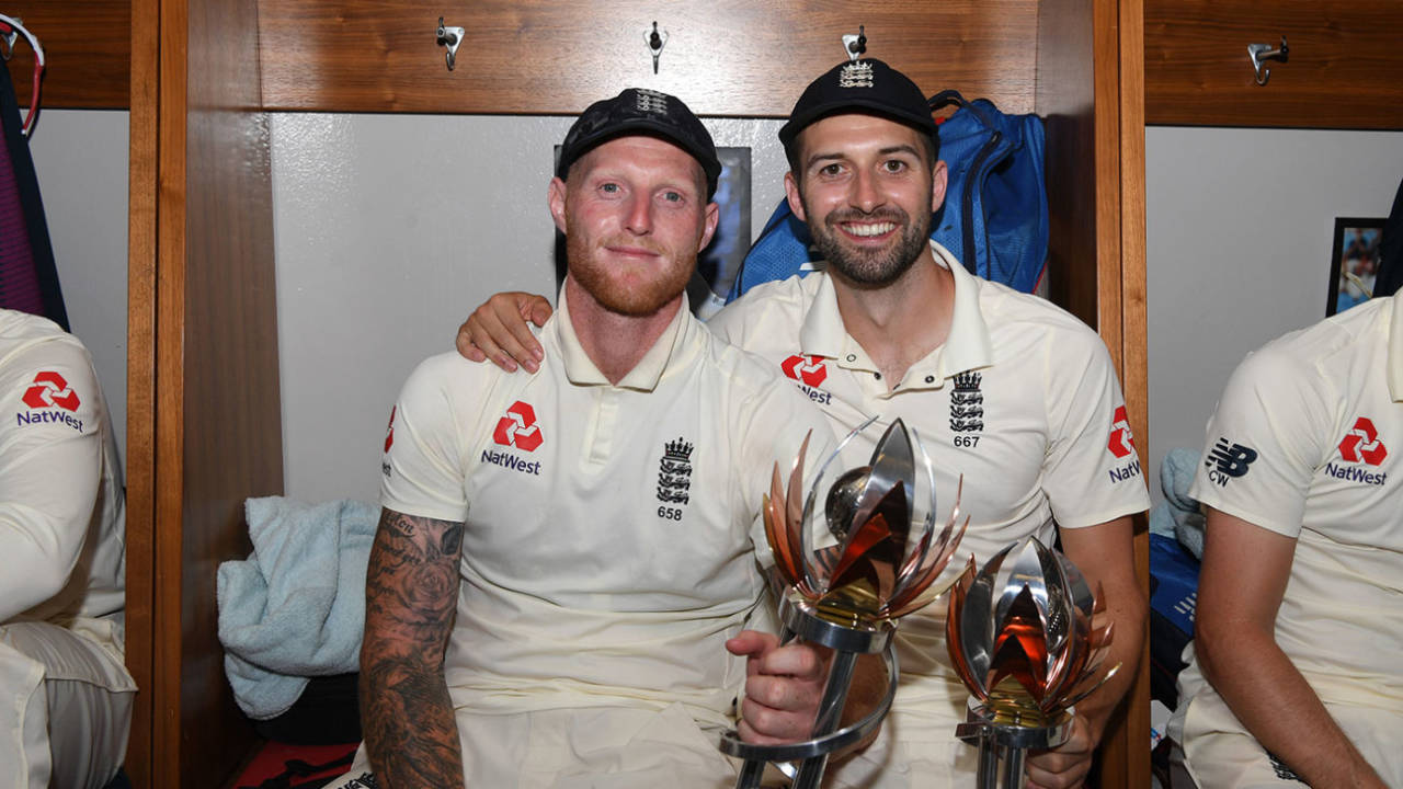 Ben Stokes and Mark Wood, England's players of the series and the match, fourth Test, South Africa v England, Wanderers, Johannesburg, January 27, 2020 