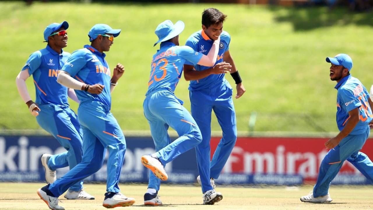 Kartik Tyagi picked up two wickets in the first over of the Australia innings, Australia v India, Under-19 World Cup 2020, Super League quarter-final, Potchefstroom, January 28, 2020