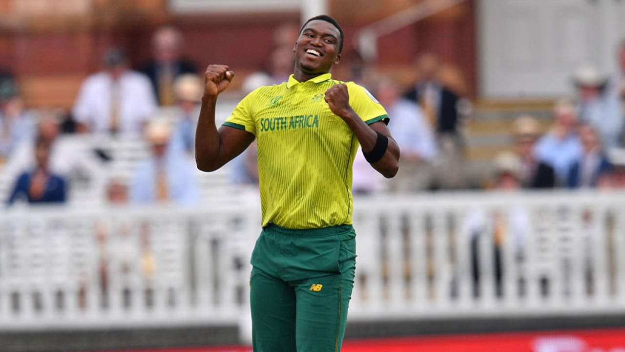 Lungi Ngidi celebrates a wicket during the 2019 World Cup&nbsp;&nbsp;&bull;&nbsp;&nbsp;AFP via Getty Images