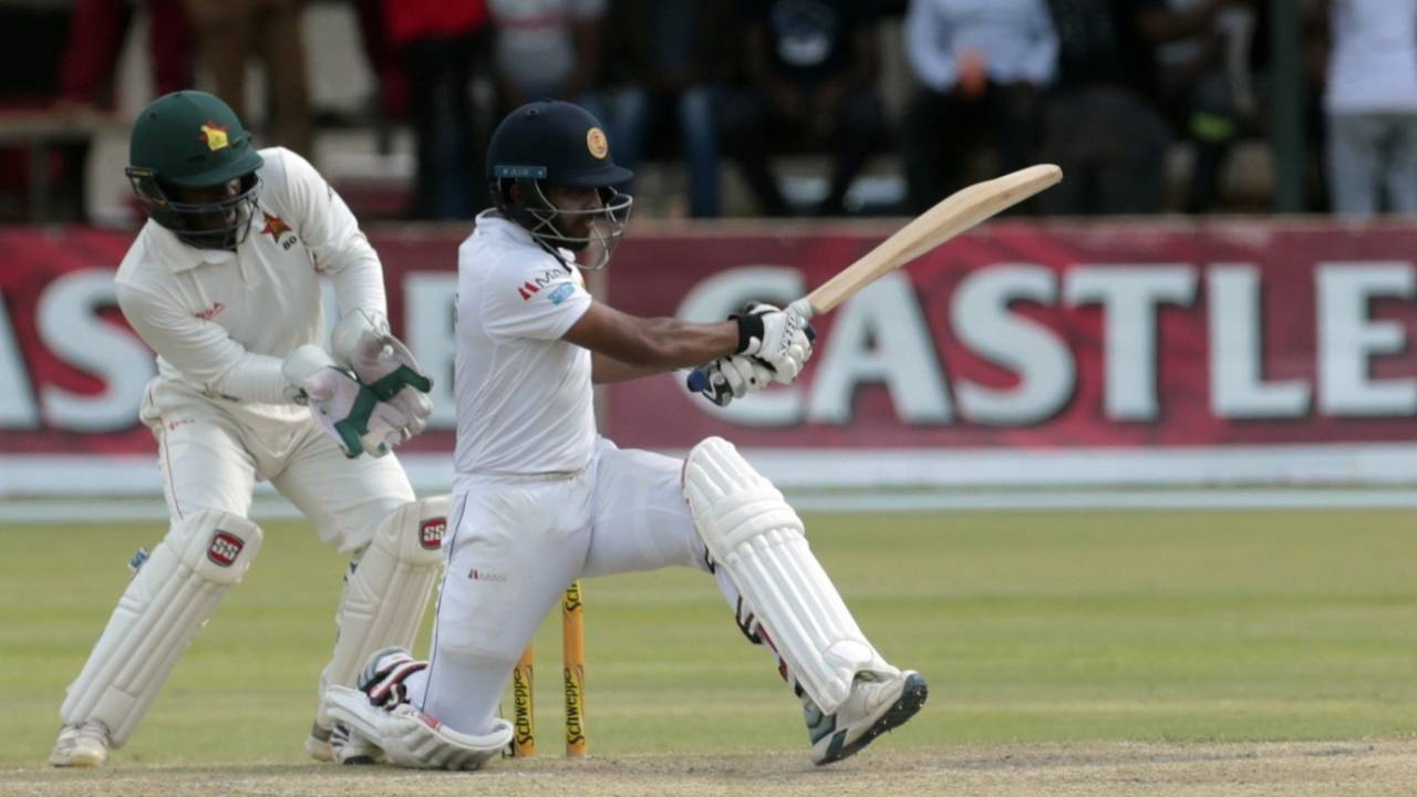 Kusal Mendis employs the sweep, Zimbabwe v Sri Lanka, 2nd Test, Harare, 5th day, January 31, 2020