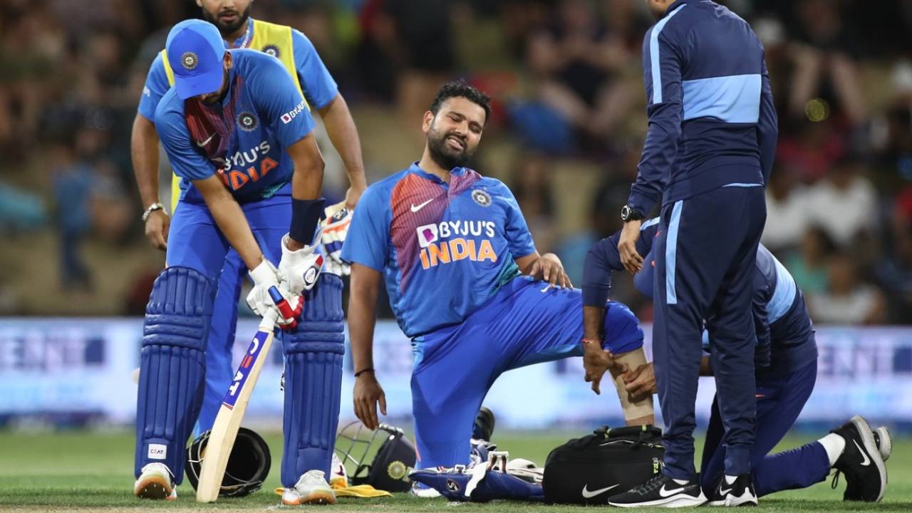 Rohit Sharma had to retire hurt after picking up an injury&nbsp;&nbsp;&bull;&nbsp;&nbsp;Getty Images