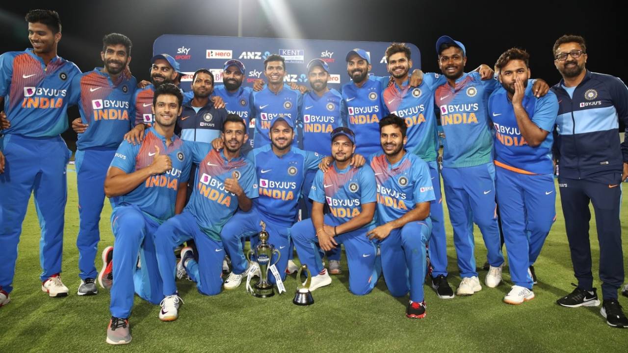 The victorious Indian team by a margin of 5-0, New Zealand v India, 5th T20I, Mount Maunganui, February 2, 2020
