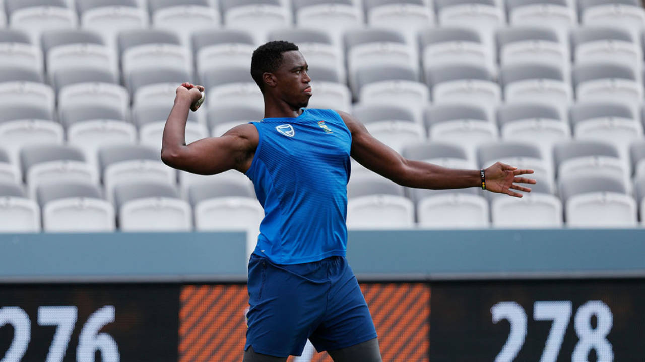 Lungi Ngidi during fielding practice at the 2019 Cricket World Cup&nbsp;&nbsp;&bull;&nbsp;&nbsp;AFP via Getty Images