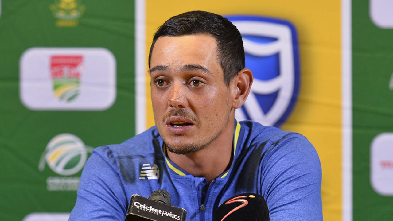 Quinton de Kock addresses the media, South Africa training, Cape Town, February 3, 2020