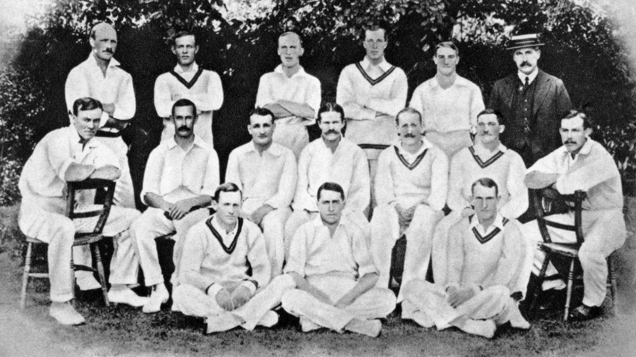 The South Africa team that toured England: (back row, l-r) Dudley Nourse, Harry Smith, William Shalders, Maitland Hathorn, Aubrey Faulkner, manager G Allsop; (middle row, l-r) Jimmy Sinclair, Reggie Schwarz, Rev Cyril Robinson, Percy Sherwell, Louis Tancred, Bert Vogler, Johannes Kotze; (front row, l-r) Tip Snooke, Gordon White, Stanley Snooke, May 15,1907
