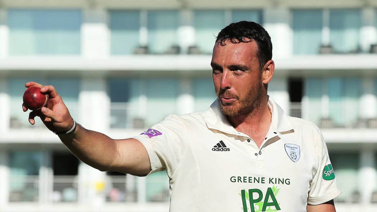 Kyle Abbott after taking seven wickets in an innings and 17 in the match for Hampshire against Somerset&nbsp;&nbsp;&bull;&nbsp;&nbsp;Getty Images