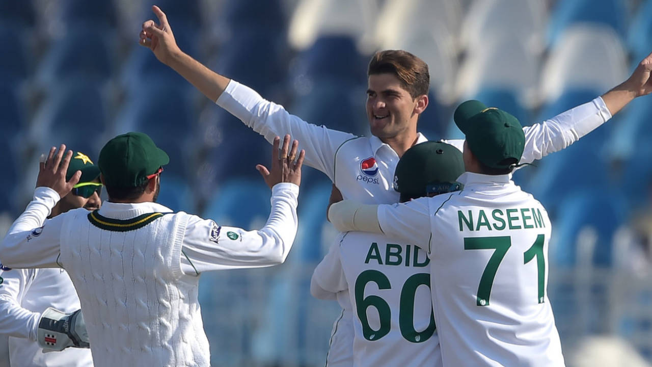 Shaheen Afridi is overjoyed after picking up a wicket, Pakistan v Bangladesh, 1st Test, Rawalpindi, World Test Championship, 1st day, February 7, 2020 