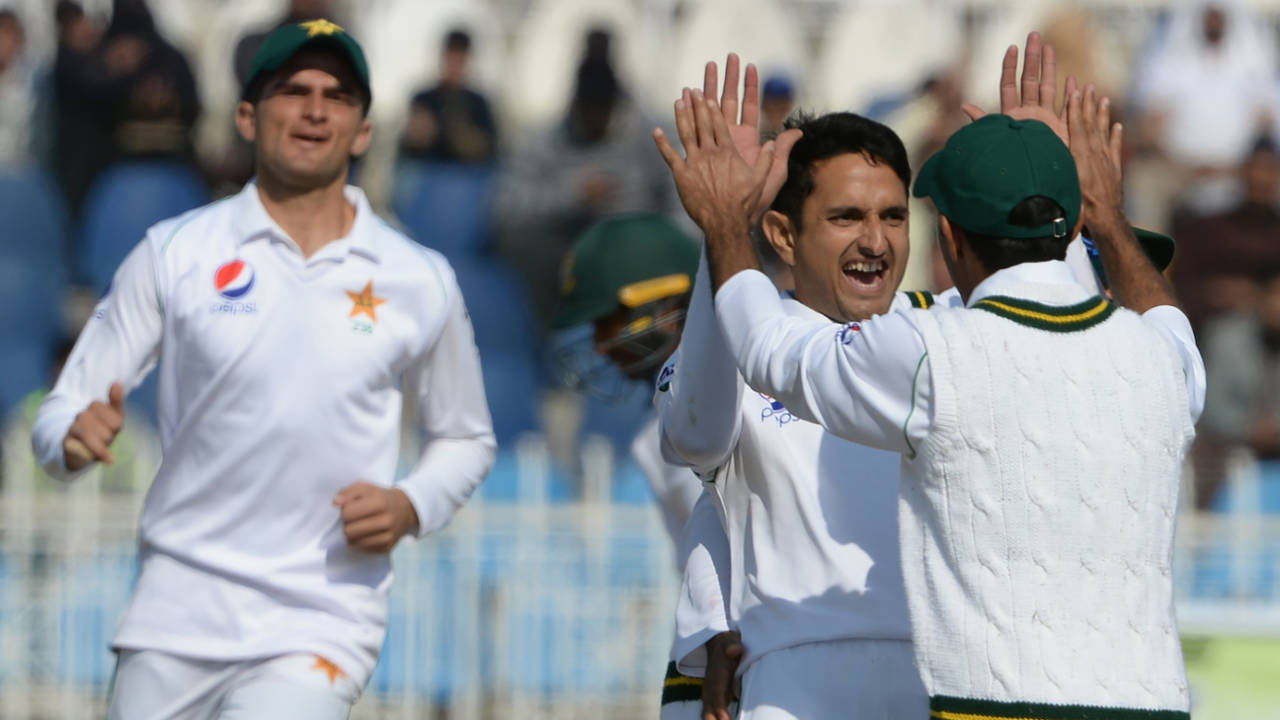 Mohammad Abbas is thrilled after picking up a wicket&nbsp;&nbsp;&bull;&nbsp;&nbsp;AFP