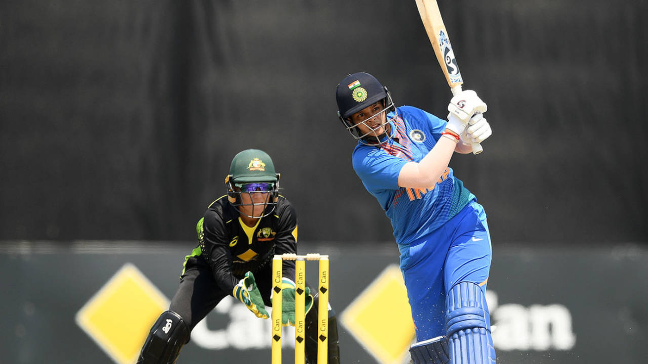 Shafali Verma gave India a flying start to their chase, Australia v India, T20I tri-series, Junction Oval, February 8, 2019