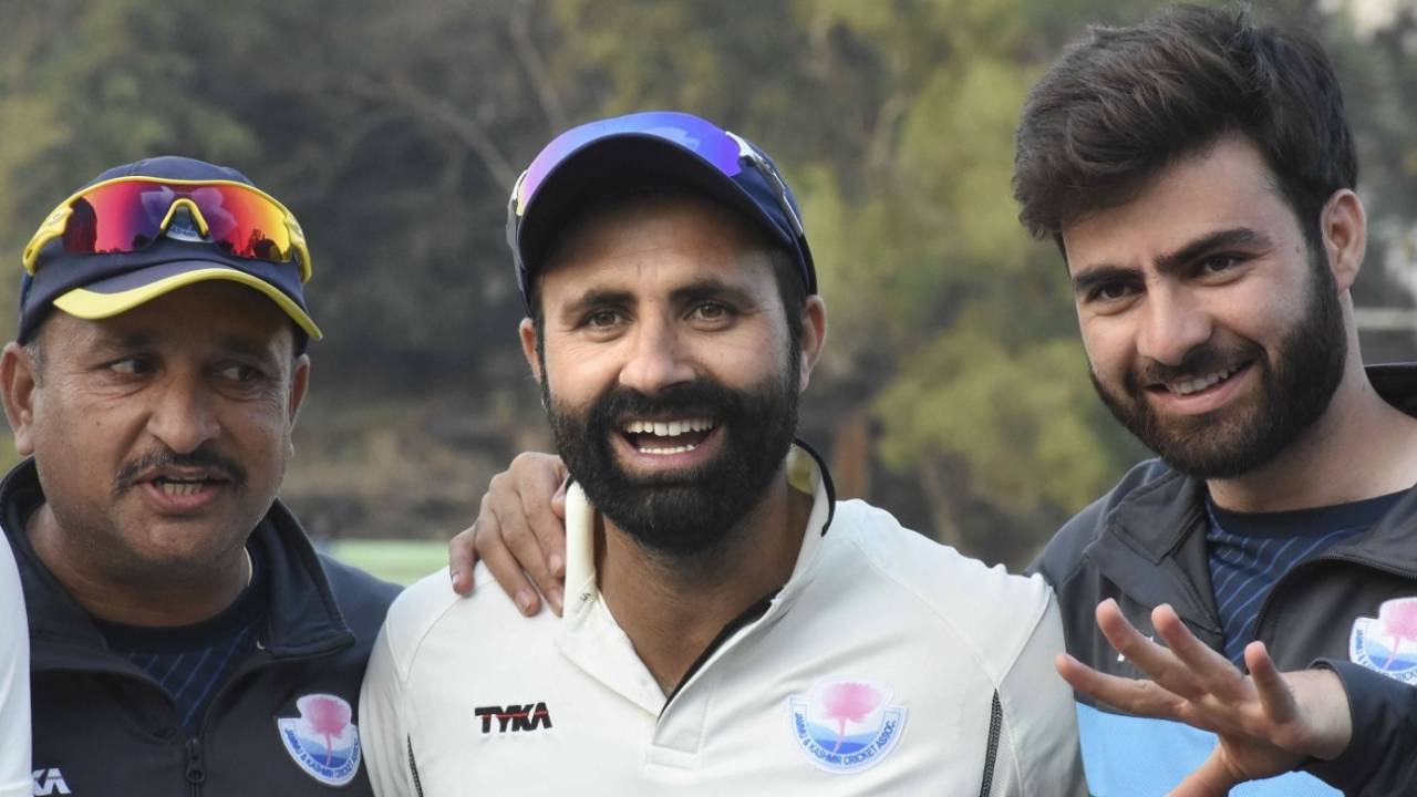 Parvez Rasool shares some smiles with team-mates after yet another Jammu & Kashmir victory&nbsp;&nbsp;&bull;&nbsp;&nbsp;PTI 