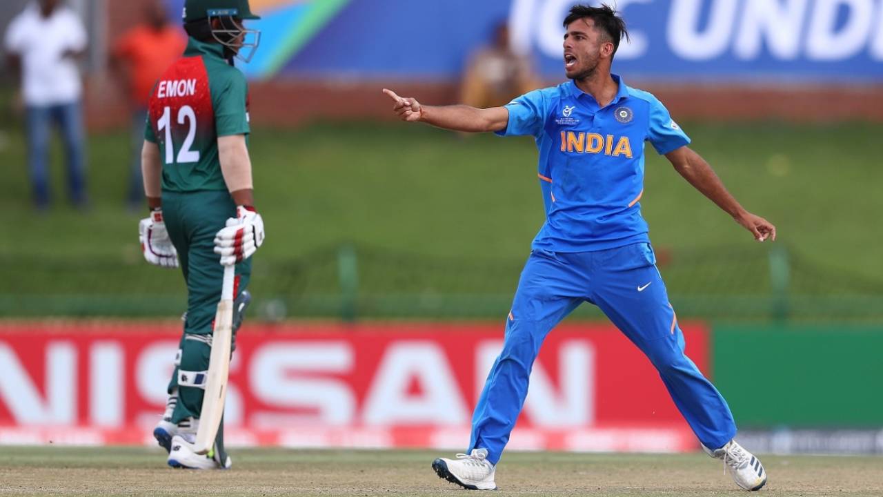 Ravi Bishnoi celebrates a wicket with gusto, Bangladesh U-19s v India U-19s, Final, Potchefstroom, February 9, 2020