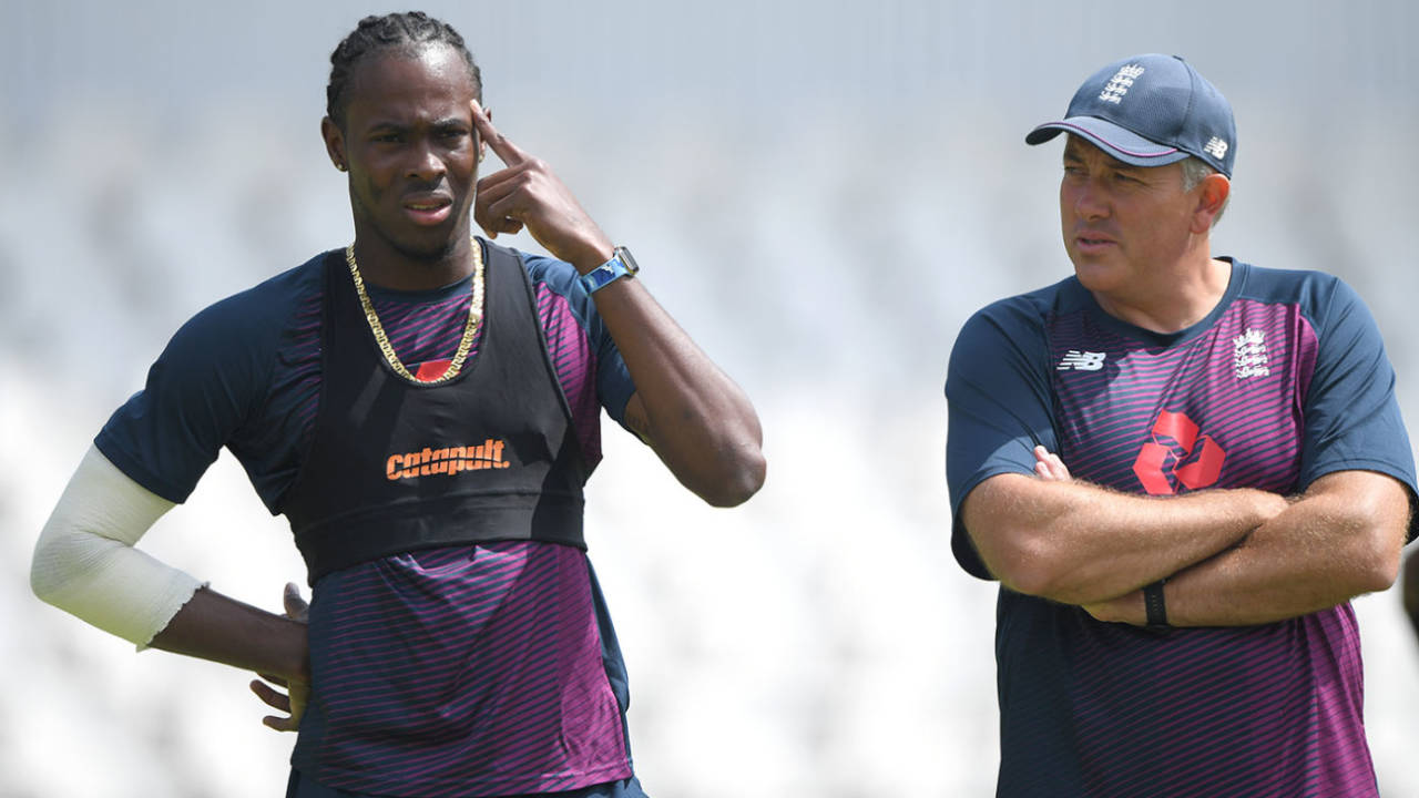 Jofra Archer with Chris Silverwood in South Africa&nbsp;&nbsp;&bull;&nbsp;&nbsp;Getty Images