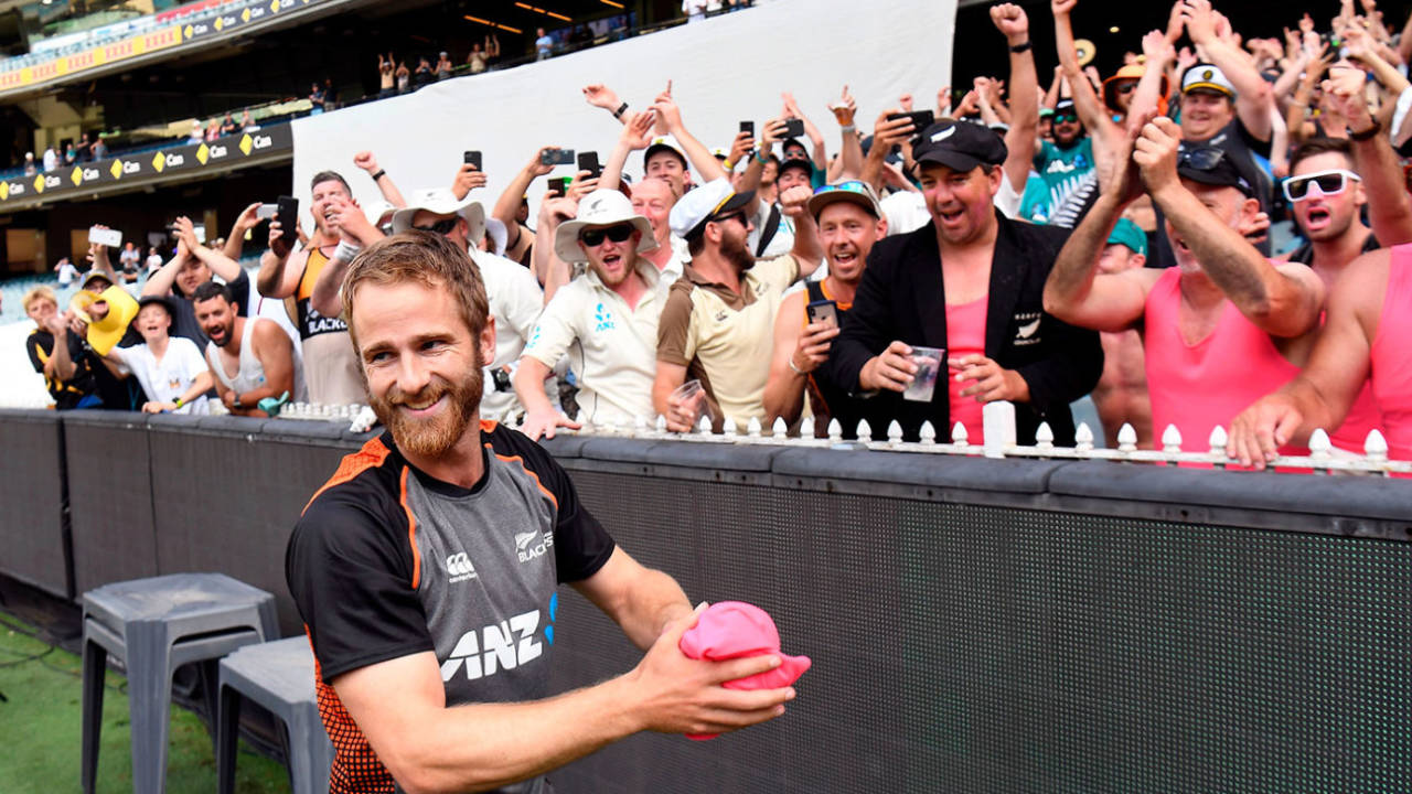 Kane Williamson greets fans after the match&nbsp;&nbsp;&bull;&nbsp;&nbsp;William West/AFP/Getty Images