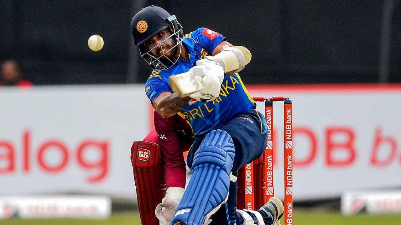 Kusal Mendis powers one down the ground, Sri Lanka v West Indies, 1st ODI, Colombo, February 22, 2020