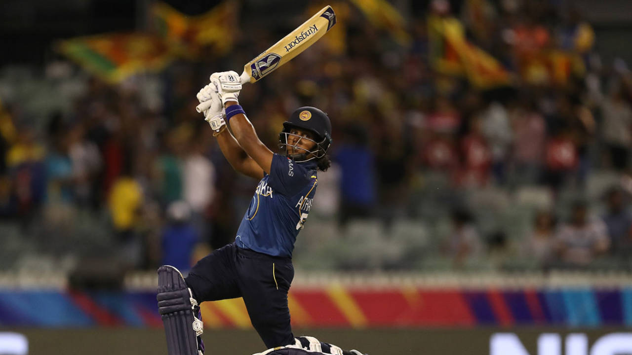 Chamari Atapattu launches over the off side, New Zealand v Sri Lanka, T20 World Cup, Group B, WACA, February 22, 2020