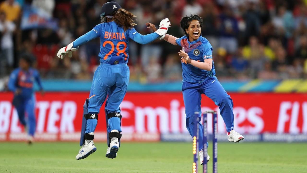 Poonam Yadav celebrates, Australia v India, women's T20 World Cup, Sydney, February 21, 2020