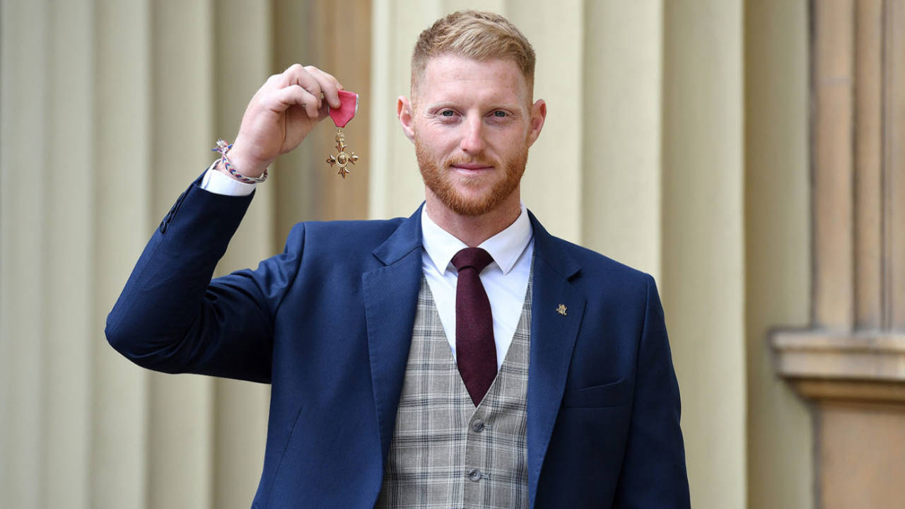 Ben Stokes poses with his medal after being appointed an Officer of the Order of the British Empire (OBE) following an investiture service at Buckingham Palace, London, February 25, 2020