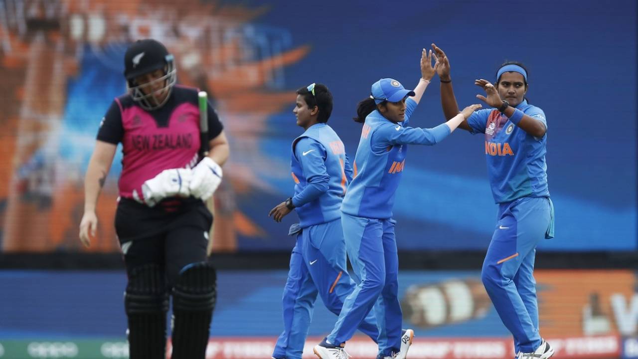 Shikha Pandey celebrates Rachel Priest's wicket&nbsp;&nbsp;&bull;&nbsp;&nbsp;Getty Images