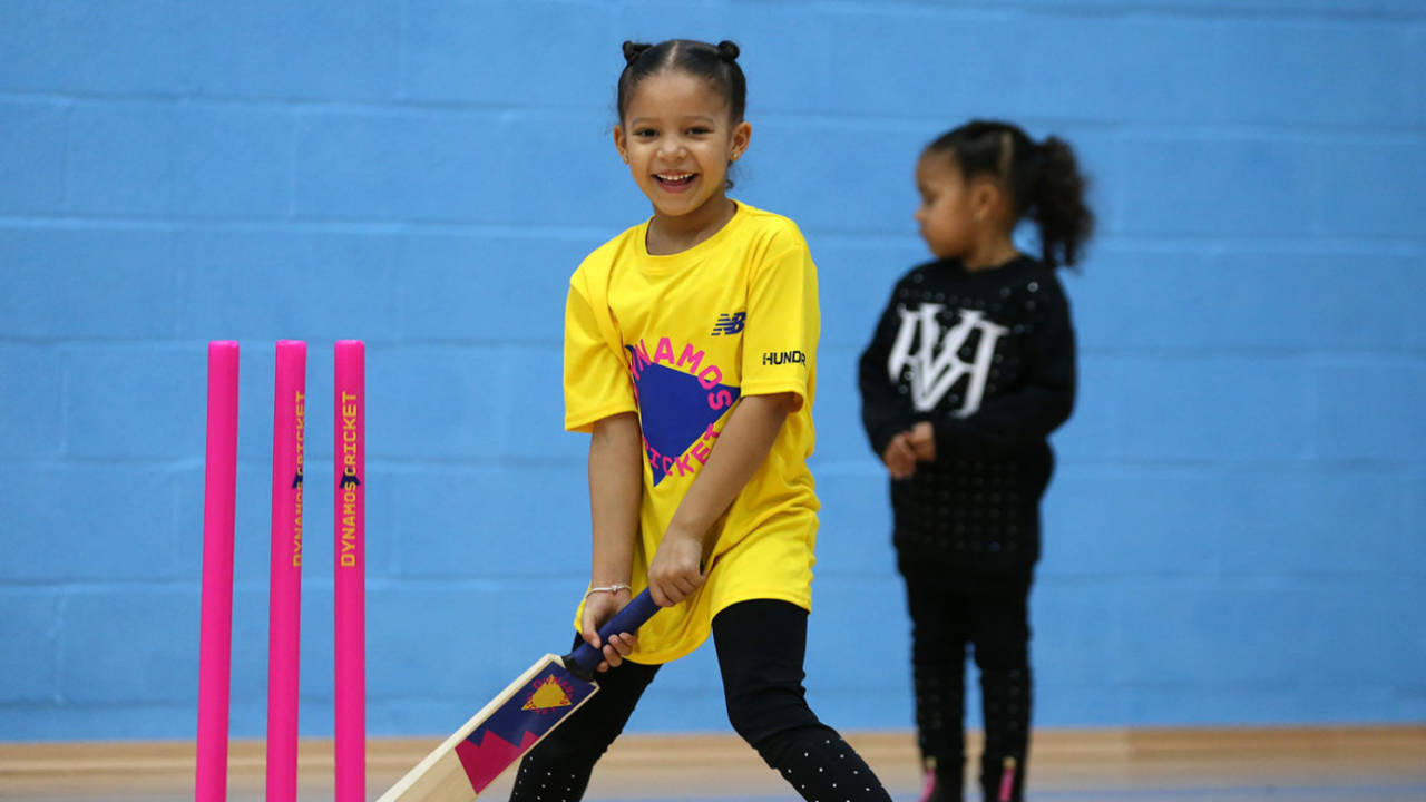 A young girl participates in the ECB's new Dynamos Cricket programme, February 23, 2020