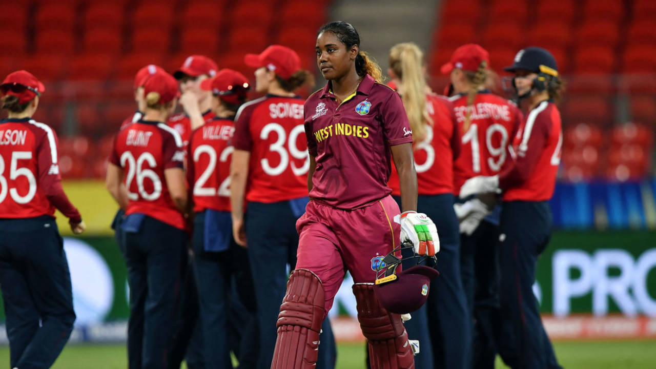 Hayley Matthews leaves the field after her dismissal, England v West Indies, Group B, Women's T20 World Cup, Sydney, March 1, 2020