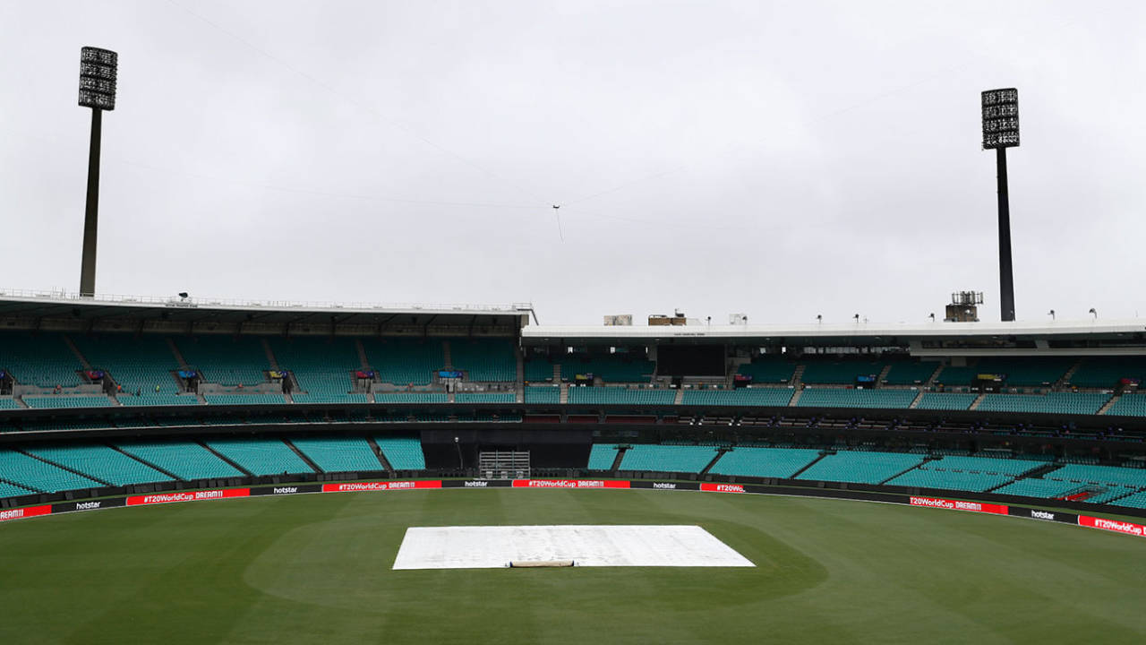 The covers were on ahead of the T20 World Cup semi-finals, SCG, March 4, 2020