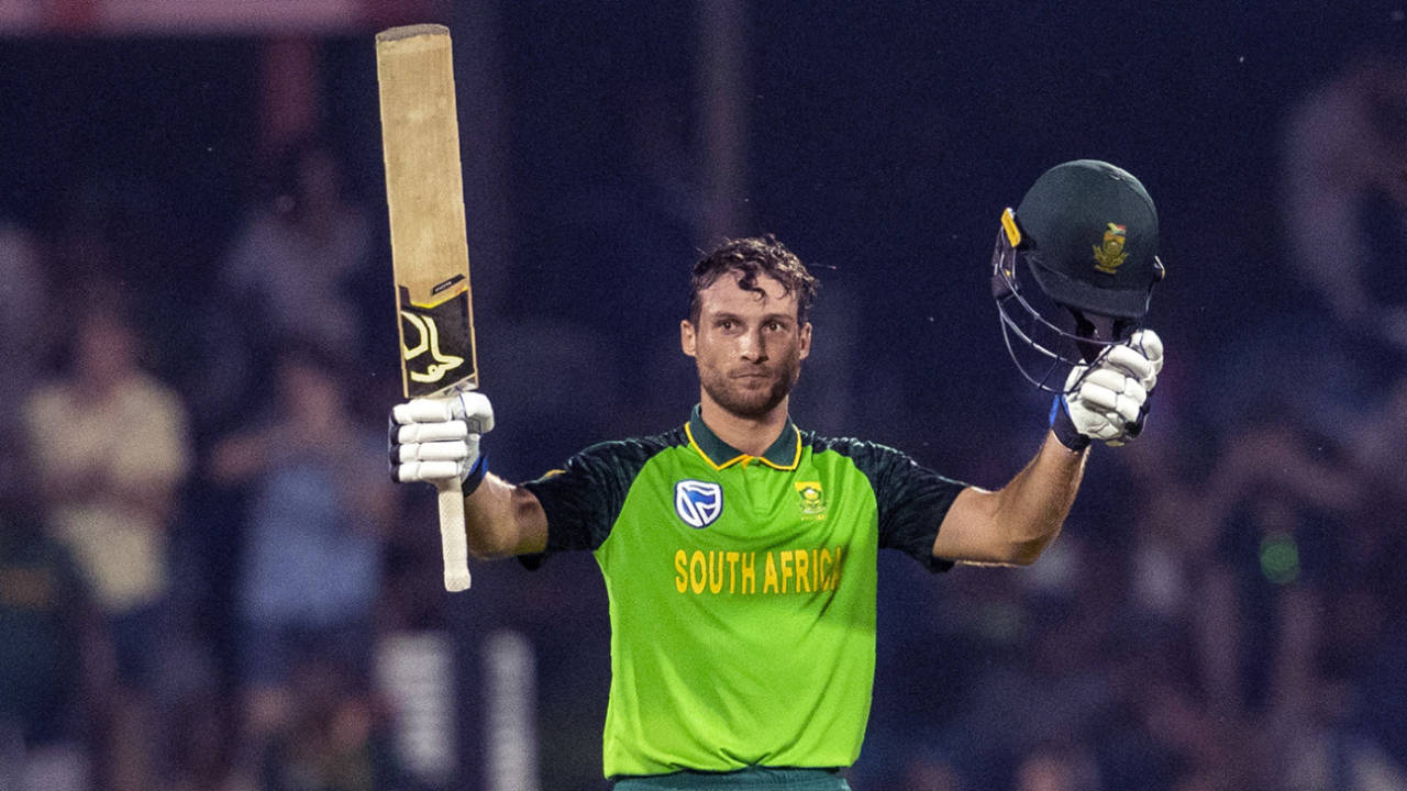 Janneman Malan soaks in the applause for his maiden ODI century, Australia v South Africa, 2nd ODI, Bloemfontein, March 4, 2020