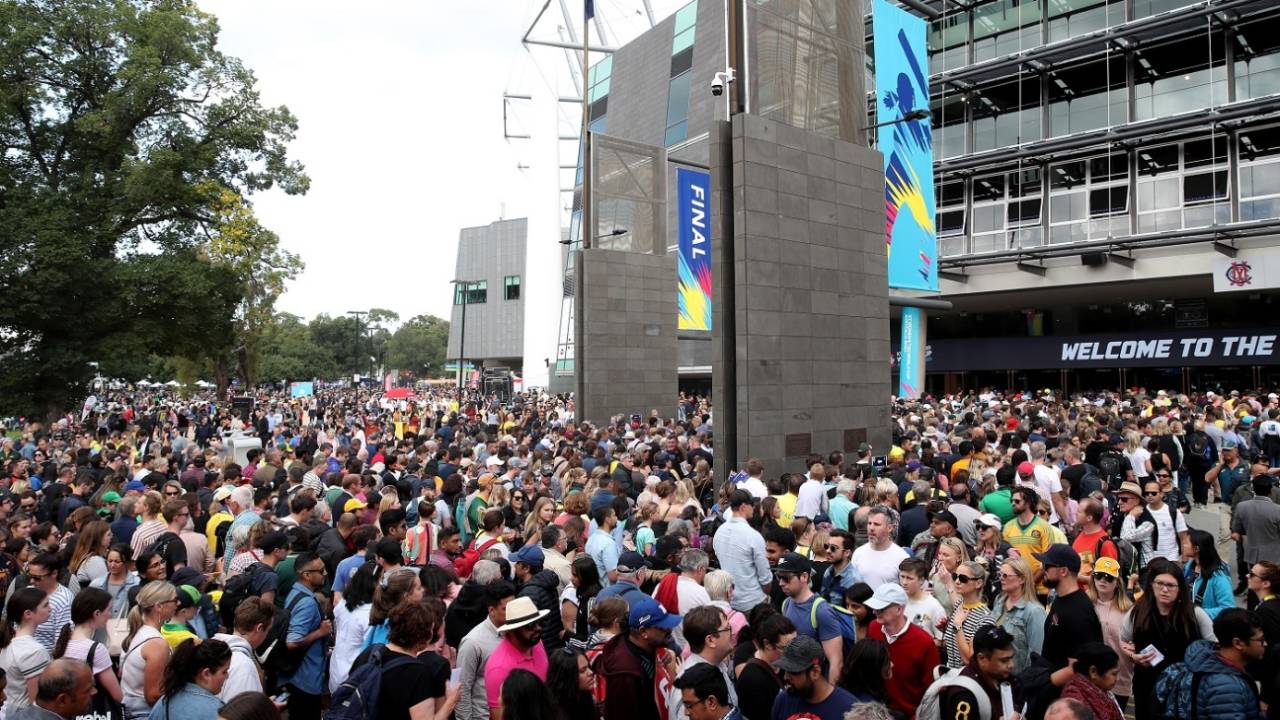 The scene outside the MCG before the gates opened, Australia v India, Women's T20 World Cup, final, Melbourne, March 8, 2020 
