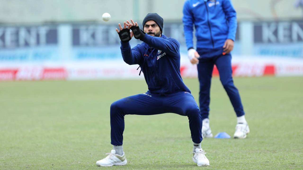 Indian captain Virat Kohli takes part in a fielding drill, India v South Africa, 1st ODI, Dharamsala, March 12, 2020