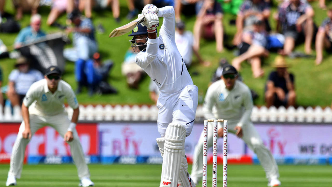 Mohammad Shami drives, New Zealand v India, 1st Test, Wellington, 2nd day, February 22, 2020