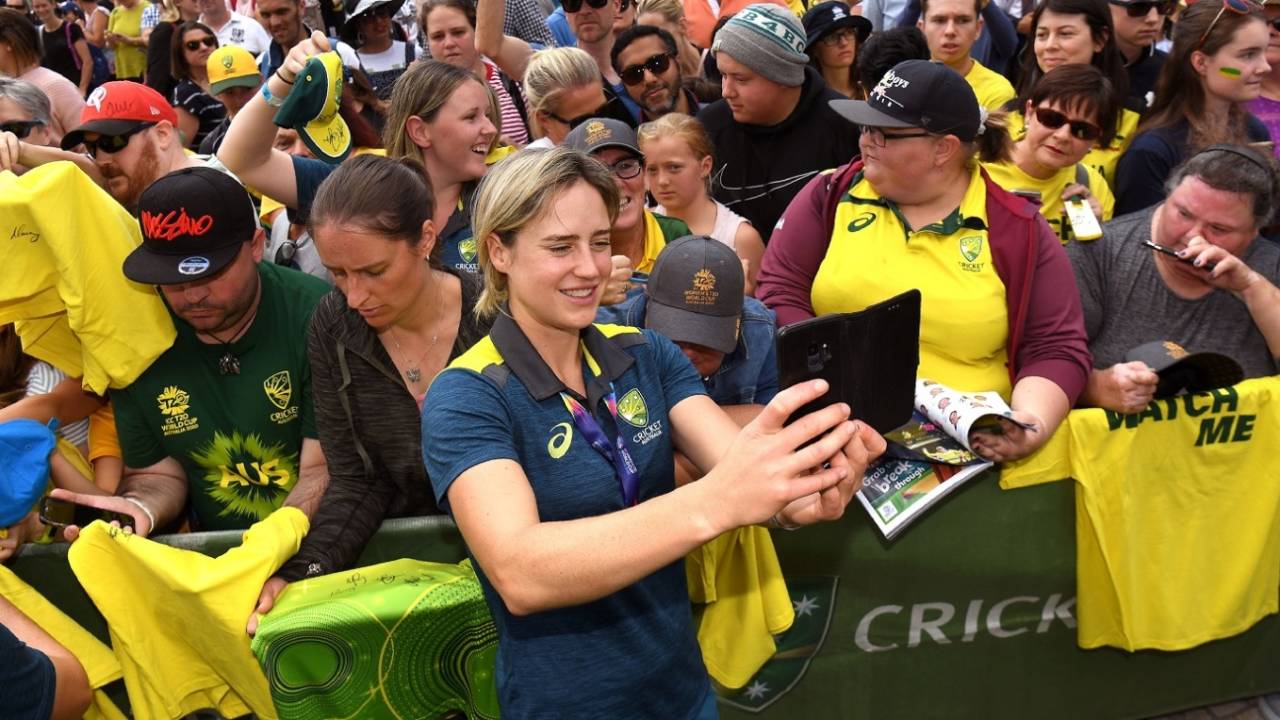 Ellyse Perry in a selfie mood on the morning after Australia's fifth T20 World Cup win&nbsp;&nbsp;&bull;&nbsp;&nbsp;Getty Images