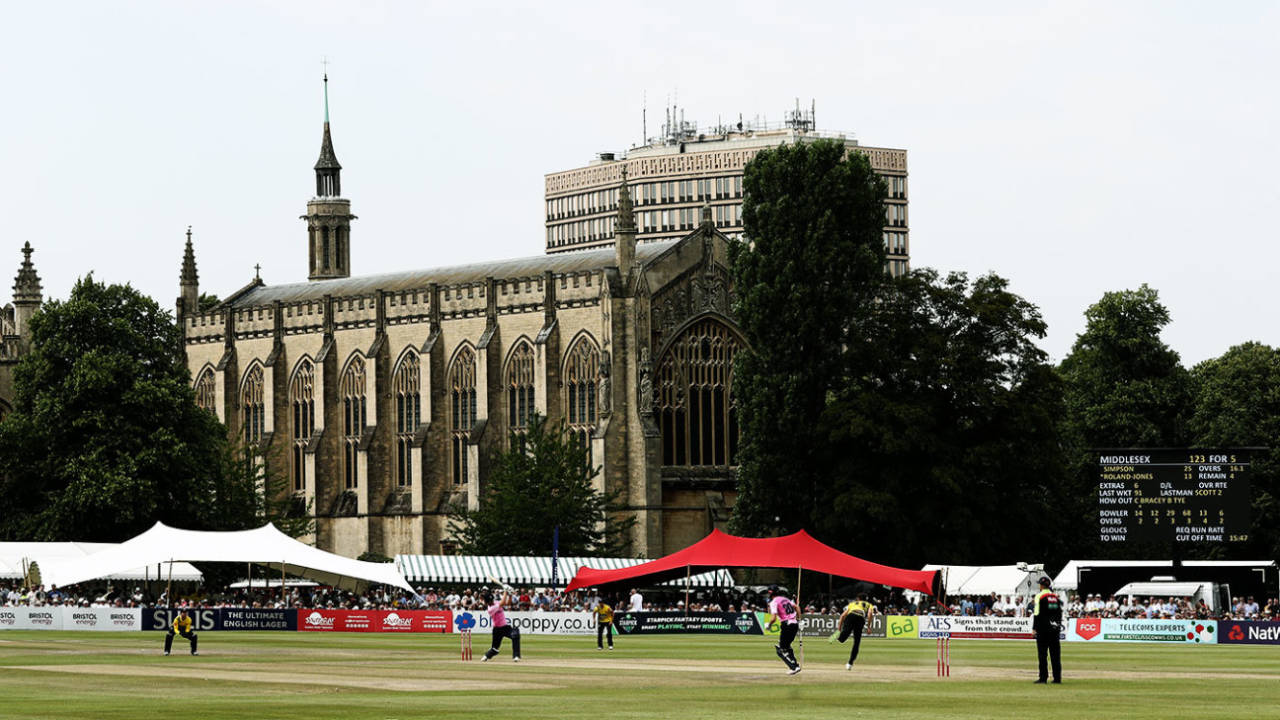 A general view of the Cheltenham College Ground during a T20 game, Gloucestershire v Middlesex, Vitality Blast, July 25, 2019