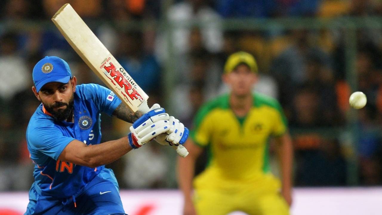 Virat Kohli plays spin watchfully, India v Australia, 3rd ODI, Bengaluru, January 19, 2020