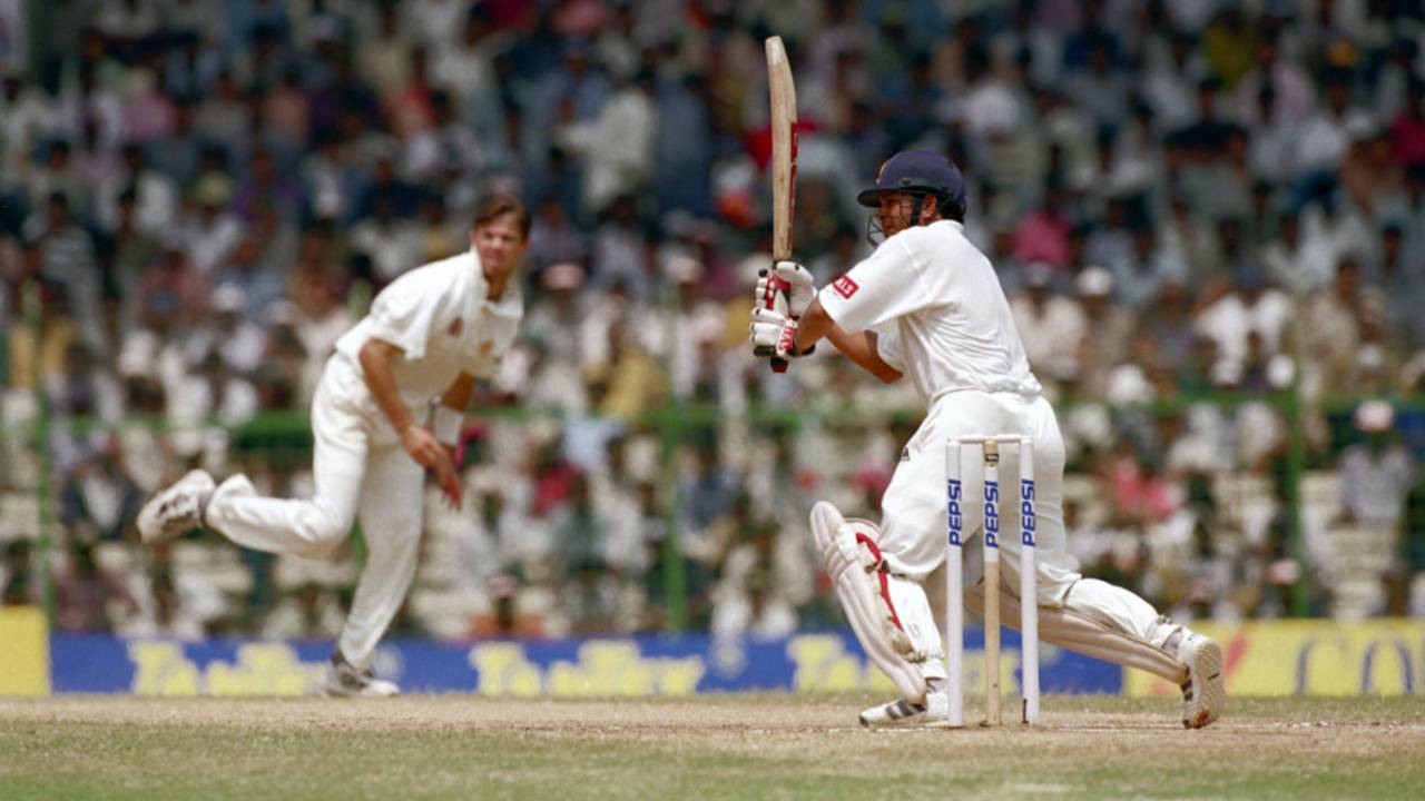 Sachin Tendulkar flicks Greg Blewett, India v Australia, 1st Test, Chennai, 4th day, March 9, 1998