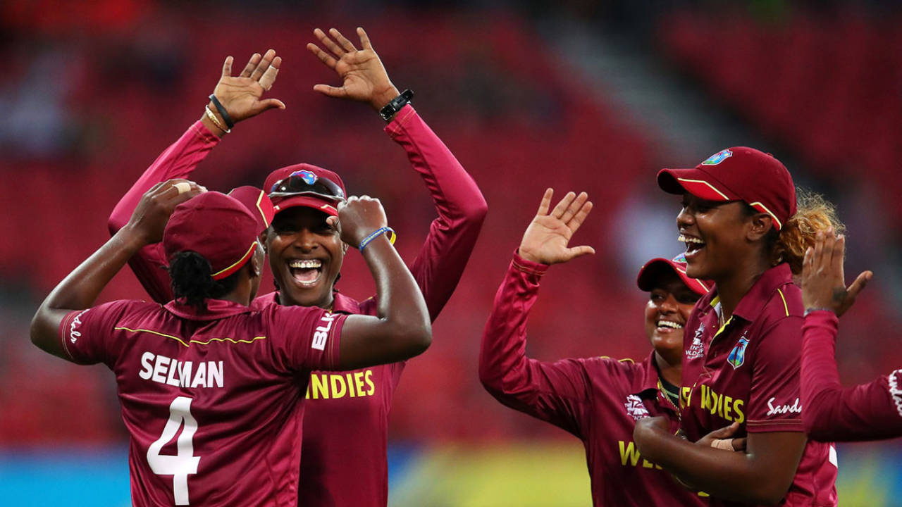 Shakera Selman celebrates after catching Danni Wyatt at long-on, England v West Indies, Group B, Women's T20 World Cup, Sydney, March 1, 2020