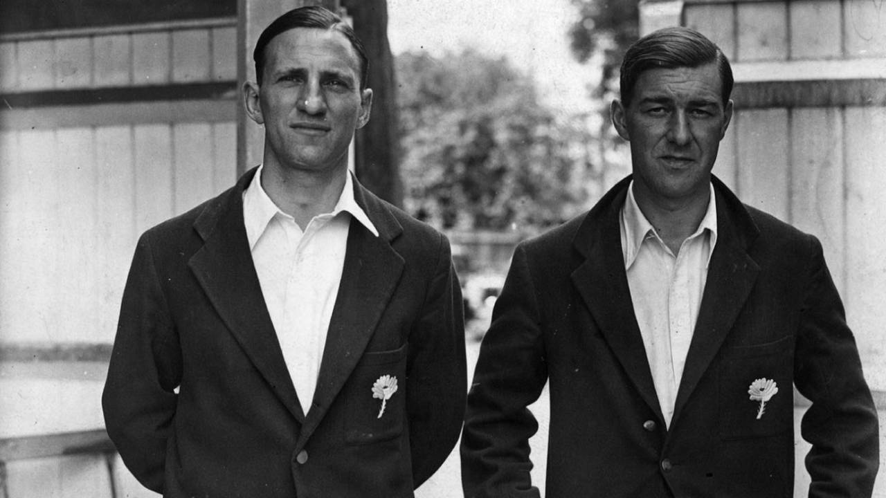 Len Hutton and Norman Yardley pictured in their Yorkshire blazers, July 12, 1946