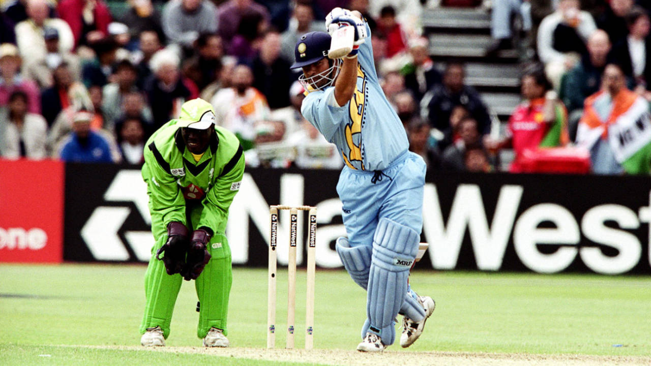 Sachin Tendulkar drives on his way to 140 not out, India v Kenya, World Cup, Bristol, May 23, 1999
