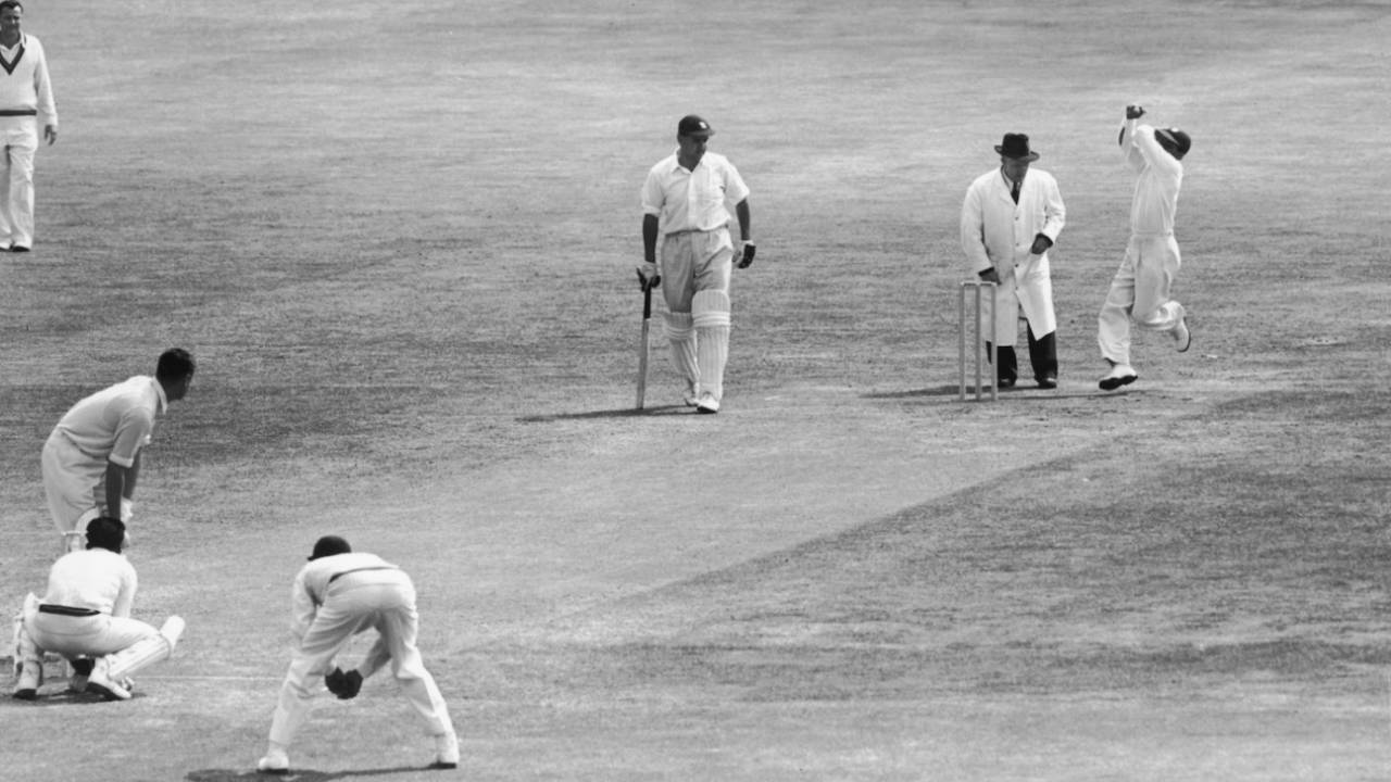 Sonny Ramadhin bowls, third day, first Test, England v West Indies, Edgbaston, June 1, 1957