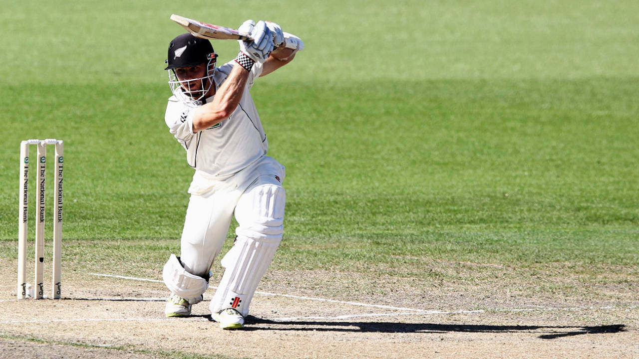 Kane Williamson drives through the off side, New Zealand v South Africa, 2nd Test, Hamilton, 3rd day, March 17, 2012