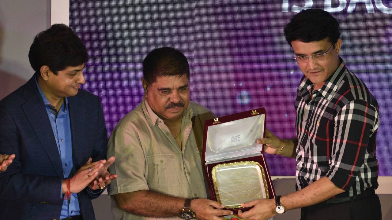 Ashok Malhotra is felicitated by BCCI President Sourav Ganguly