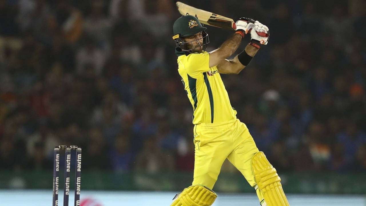 Glenn Maxwell hits out, India v Australia, 4th ODI, Mohali, March 10, 2019