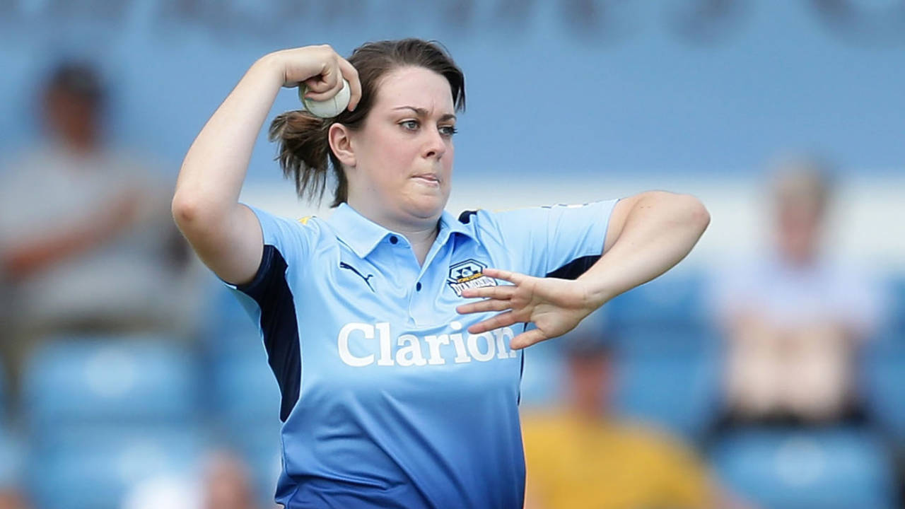 Katie Levick of Yorkshire bowls during the inaugural Kia Super League match between Yorkshire Diamonds and Loughborough Lightning, Headingley, July 30, 2016