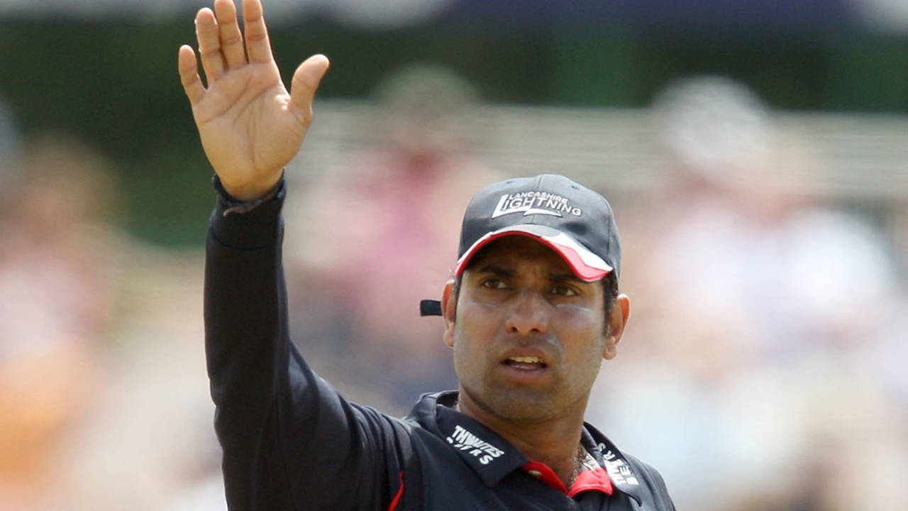 VVS Laxman signals while in the field, Lancashire v Hampshire, Friends Provident Trophy semi-final, Old Trafford, July 5, 2009