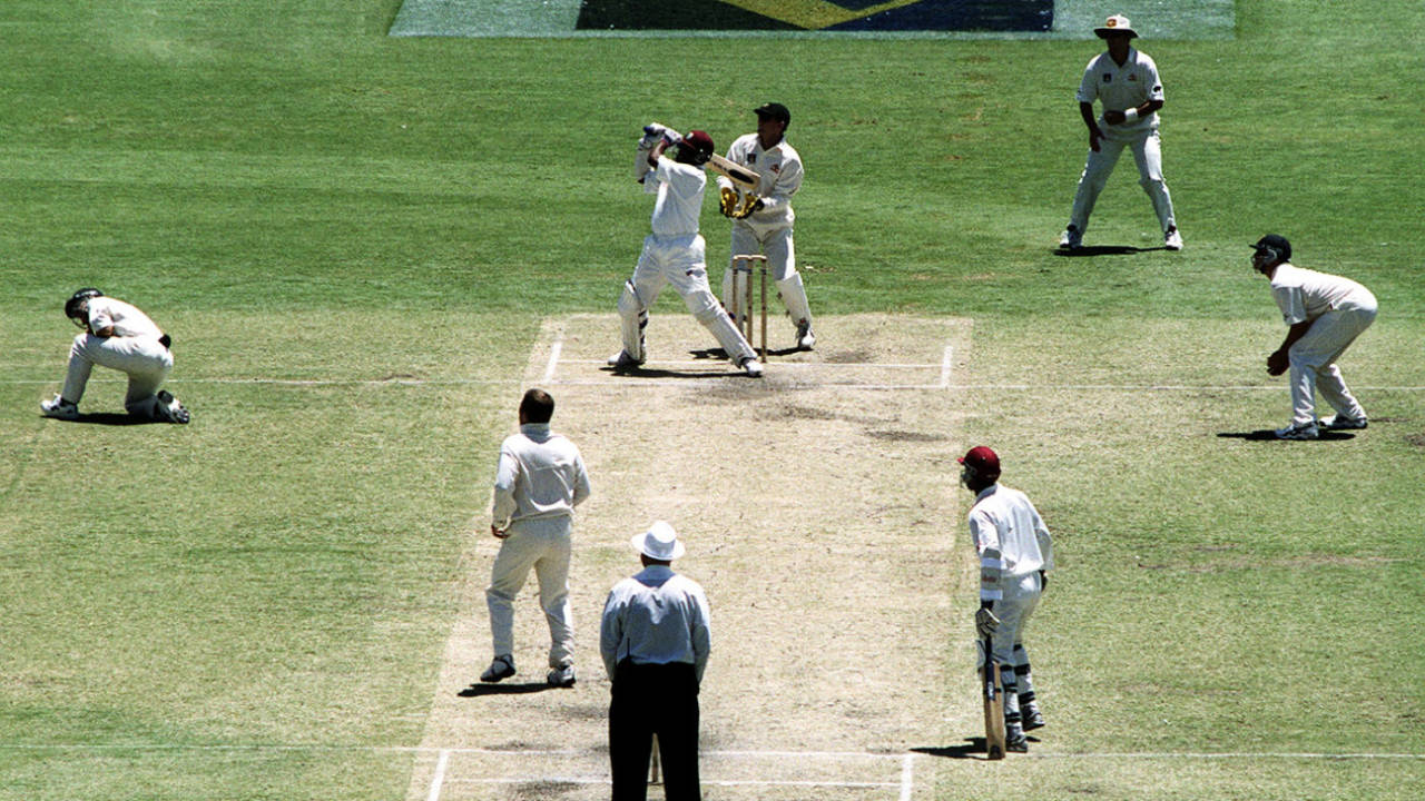 Brian Lara hits Stuart MacGill for a six, Australia v West Indies, 3rd Test, Adelaide, 4th day, December 18, 2000