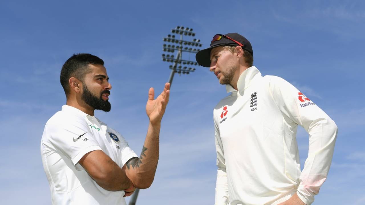 Virat Kohli in a chat with Joe Root, England v India, 1st Test, Edgbaston, day four, August 4, 2018