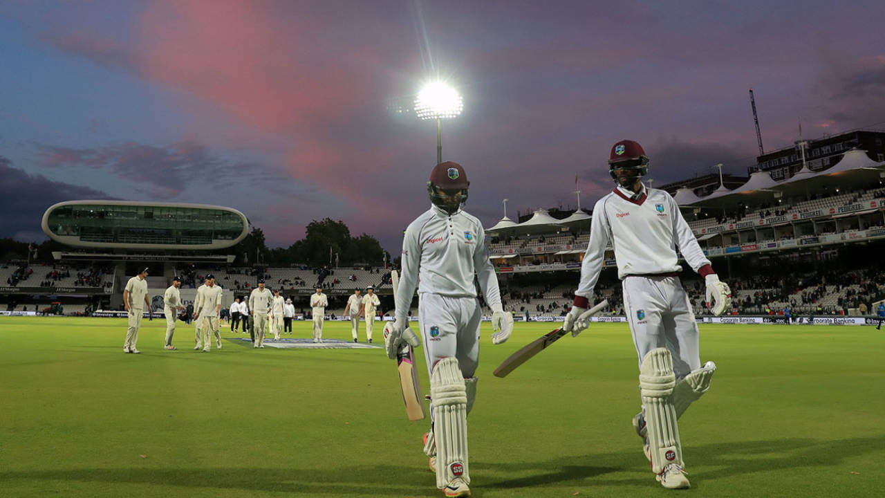 Shai Hope and Roston Chase walk off the field, England v West Indies, 3rd Investec Test, Lord's, 2nd day, September 8, 2017 