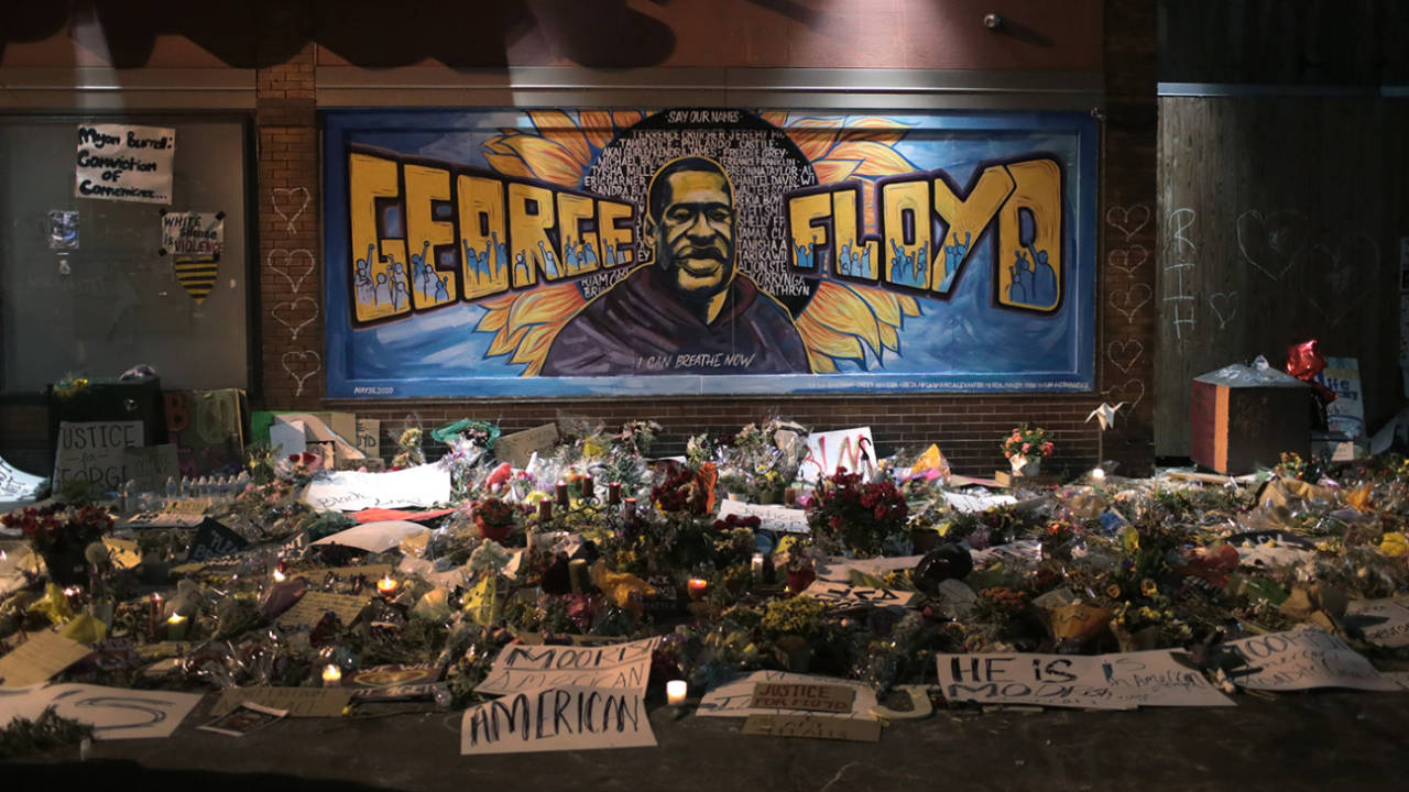 A memorial at the spot where George Floyd was killed in Minneapolis, Minnesota, June 1, 2020