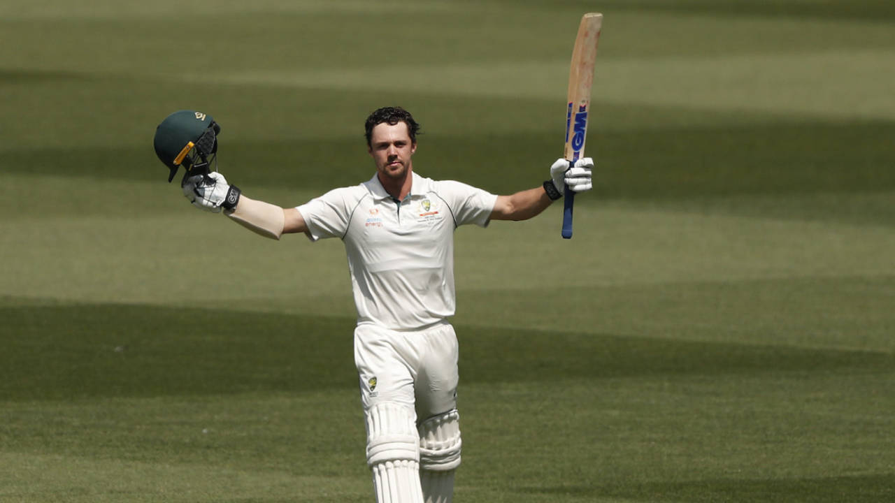 Travis Head celebrates his century, Australia v New Zealand, 2nd Test, Melbourne, 2nd day, December 27, 2019