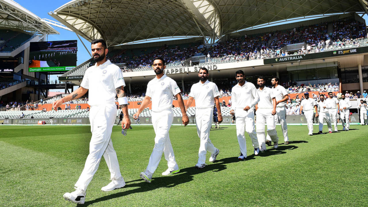 Virat Kohli leads his side out, Australia v India, 1st Test, Adelaide, 1st day, December 6, 2018