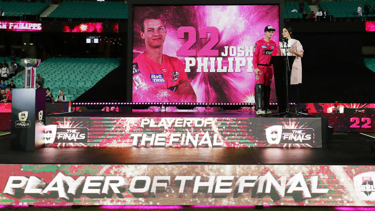 Josh Philippe was the Player of the Final, Sydney Sixers v Melbourne Stars, BBL 2019-20 final, Sydney, February 8, 2020